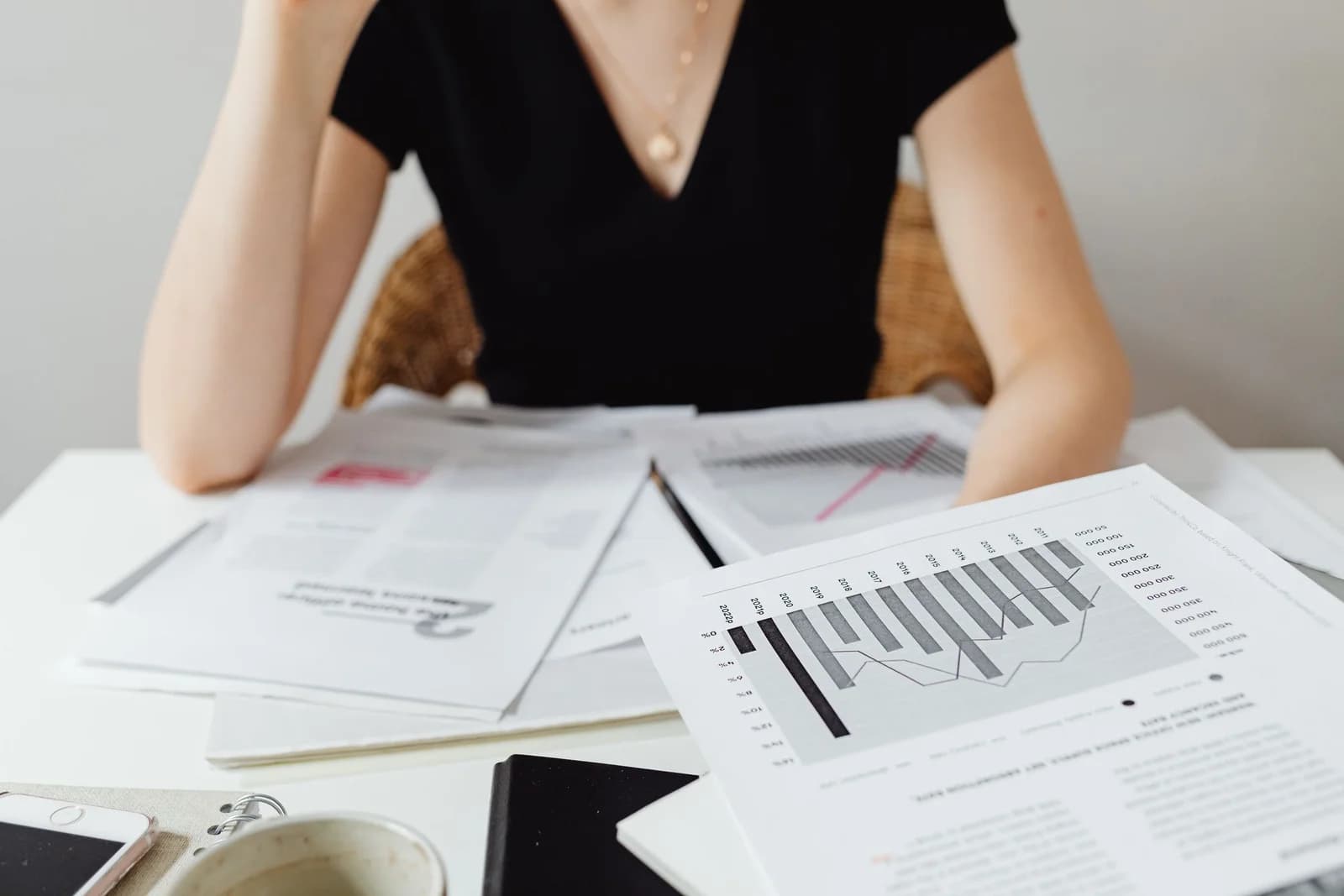 Financial reports and charts prepared for analysis