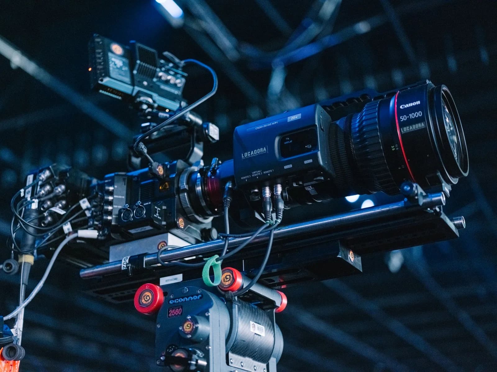 A professional cinema camera ready for filming